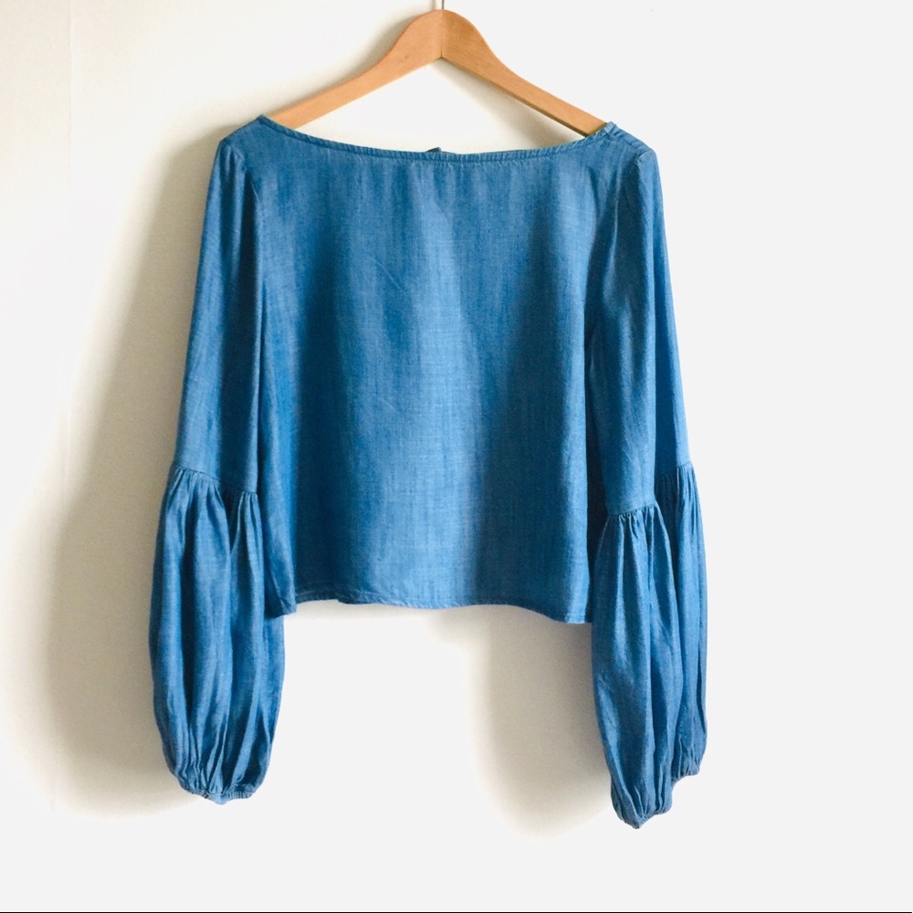 ae Denim Long sleeves crop top